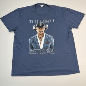 Tim McGraw Shotgun Rider 2015 Tour T-Shirt Blue Cotton  XL Unisex Gildan Softsty